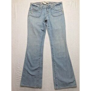 Y2K GAP Flare Jeans Women 6(32x32) Light Wash Distressed Straight Non Stretch